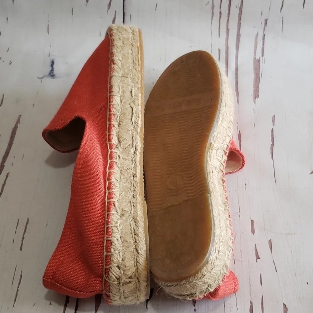 Saludos coral canvas espadrilles flats loafers platforms women's shoes size 8